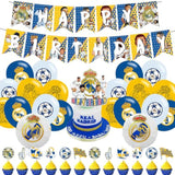 Madrid Soccer Cf Soccer Theme Party Supplies With Happy Birthday Banner, Cake Topper, Cupcake Toppers, Foil Balloons For Fans Adults Party Favors