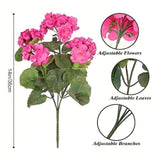 2Pcs Artificial Geraniums,Silk Flower Artificial Flowers Are Used For Home Decoration, Indoor, Outdoor Garden, Patio, Vase, Table Decoration, Home Decoration (Rose Red)