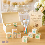 Blocks For Baby Shower – Games & Activity Kit – 48 Natural Wooden Blocks To Decorate, Storage Box, 12 Acrylic Markers & Instruction Sign – Baby Shower Blocks To Decorate