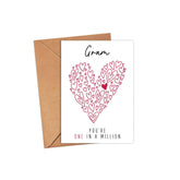 Gram You'Re One In A Million Card - Greeting Card - Thank You, Mother'S Day Card - 5 X 7 Inches, Modern Style, Pink, Brown, Letter Print