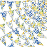 5 Pcs Blue Tiles Lemon Decor Lemon Bunting Banners Blue Tiles Paper Pennant Garlands Lemonade Hanging Triangle Flags For Wedding Birthday Bridal Shower Bachelorette Party Decorations