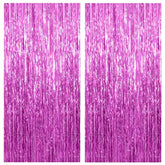 2 Pack Hot Pink Backdrop Curtain Party Streamers Hot Pink Birthday Decorations Foil Fringe Photo Backdrop Party Supplies Fiesta Grad Theme Decorations