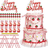 71Pc Strawberry Bow Cake Decorations Set Toppers for Birthday/Shower/Graduation