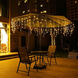 9.8FT LED Icicle Curtain Lights 96 LED Fairy String Lights with 8 Lighting Modes Warm White Decorative Lights for Christmas Wedding Party Patio Backdrop Holiday Home Decor