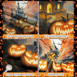 Halloween Banner Large Fabric Photo Booth Pumpkin Castle Moon Backdrop Party Decor