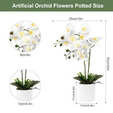 Artificial Orchid Flower Potted, 16.9" White Orchid In Pot Faux Plant With 2 Stems Artificial Phalaenopsis In Plastic Pot For Home Table Centerpiece Wedding Decoration