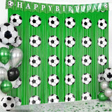 3 Pcs Soccer Party Decorations Foil Curtains - 9.9x6.6 Ft Soccer Birthday Party Supplies Fringe Backdrop Football Theme Party Favors for 2026 World Cup Tailgate