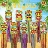 10Pcs Hawaiian Luau Party Decoration - Tropical Tiki Hanging Decor With Aloha Banner For Hawaii Summer Outdoor Door Sign Birthday Supplies - Style 2