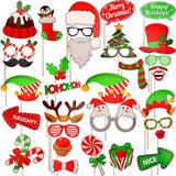 Christmas Photo Booth Props 32Pcs?Upgraded Version?, Merry Christmas Party Pose Sign, Red And Green Christmas Party Supplies Decorations For Kids Adults