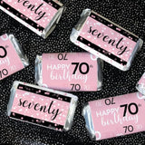 Pink 70Th Birthday Party Mini Candy Bar Wrappers - 42 Count, 70Th Birthday Decorations For Women