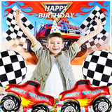 75 Pcs Truck Party Supplies Truck Birthday Decorations Include Truck Backdrop Truck Balloons Mosaic Race Foil Balloon Multicolor Balloons