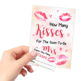 Bridal Shower Game,Guess How Many Kisses For The Soon To Be Mrs - Decorations, Party Favors For Bridal Showers, Weddings, Engagements - Game Cards Kit (1 Sign & 50 Cards)