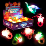 12-Pack Dinosaur LED Light Up Rings Glow Party Favors for Kids and Adults