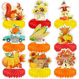 9 Pcs Hello Fall Party Decorations Pumpkin Honeycomb Centerpiece,Happy