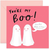 Old English Co. Cute Valentine'S Day Card For Boyfriend Girlfriend - Halloween Funny Ghost Pun You'Re My Boo | Anniversary Card For Fiance Wife Husband Partner | Blank Inside With Envelope