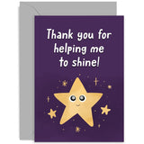 Old English Co. Shining Star Thank You Teacher Card - Thank You For Helping Me To Shine - End Of Year School Pupil Card For Teacher Assitant | Blank Inside With Envelope