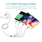 2 Pack 4 in 1 Multi Charging Cable 4FT 3A Fast Charging Nylon Braided Universal Charger Cord for iPhone Samsung Android