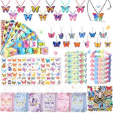 Butterfly Party Favors 122Pcs Butterfly Themed Birthday Supplies Set Fairy Party Favors Decorations Keychains Bracelets Goodie Bags Tattoo Stickers Gifts For Pinata Filler