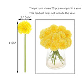 20Pcs Fake Chrysanthemum Artificial Flowers Faux Silk Mums With Stem Balls Flowers For Vase Fillers Easter Home Table Floral Arrangements Wedding Party Diy Decoration(Yellow)