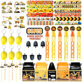 Construction Party Favors 84 Pc Under Construction Straw Slap Bracelet Stickers Dumper Truck Treat Box For Kids Birthday Supply