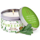 Long Lasting Pure White Sage Candle - 6 Oz - 35 Hour Burn Time - Organic, All Natural, Soy Candle To Cleanse Your Home & Calm, Soothe, Use With Sage Smudge Kit - Spiritual
