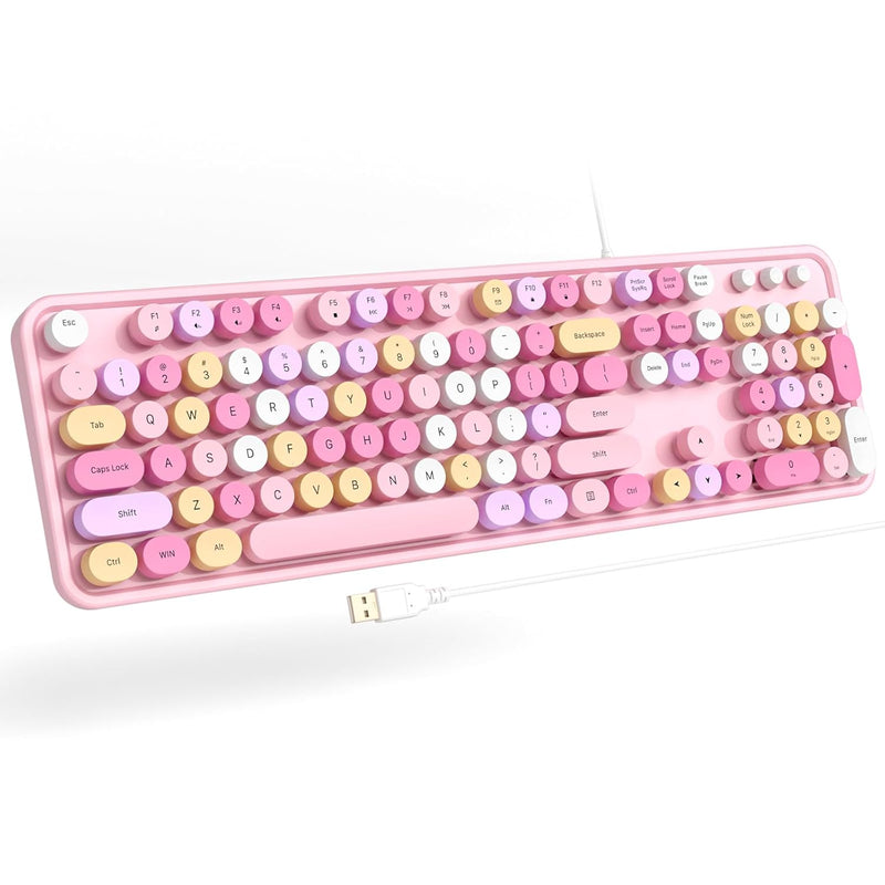 Computer Keyboard Wired, Plug Play Usb Keyboard With Large Number Pad, Caps In