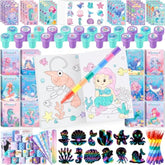 96Pcs Mermaid Party Favors: Coloring Books, Crayons, Stickers Set For Kids Mermaid Birthday Decor, Baby Showers, Candy Goodie Bags, Classroom Rewards, Pinata Supplies