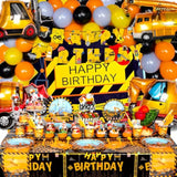 175 Pcs Construction Birthday Party Supplies, Construction Party Decorations, Dump Truck Party Decorations Includes Balloons, Backdrop, Banner, Tablecloth, Plates, Napkins, Cake Toppers