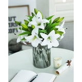 9Pcs Artificial Lily Flowers Faux Bouquets Tiger Lilies Flowers For Home Wedding Arrangement Easter Decor White S