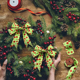 2 Rolls Christmas Glitter Dot Wired Edge Ribbons Green Red Dot Ribbons