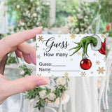 How Many Cristmas Kisses Are In The Jar Christmas Theme Party Sign, Snowflake Decorations Theme Party Game Card Kit (1 Sign & 50 Guessing Cards), Festive Activities Party Games Card-16