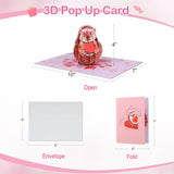 3D Hedgehog Pop Up Valentine Card - 5X7 Cute Animal Valentines Day Greeting Card With Envelope, Anniversary Birthday Gift For Kids Her Him Husband Wife Couple