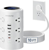 Tower Power Strip 12 Outlets 5 USB Ports 3 USB C PD20W Fast Charging 10FT Extension Cord