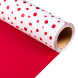 Red Lrregular Wave Point Wrapping Paper, Reversible Gold Gift Wrap For Birthday, Valentines, Mothers Day, Graduation, Wedding, Fathers Day, Baby Shower, Christmas (17In X 16.4Ft)