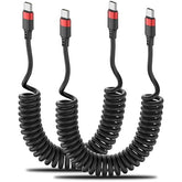 2 Pack 3FT Coiled USB C to USB C Fast Charging Cable for CarPlay iPhone Samsung Pixel