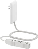 Flat Face Outlet Extender 3 Outlets 3FT Cord Ultra Thin Wall Plug White