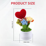 Knitting Crochet Flowers Potted Plants,Artificial Forget Me Not Flowers,Knitted Heart For Friends,Family Lover,Fake Handmade Flowers For Birthday Valentine Home Decoraitons (Red)