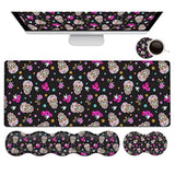 Gaming Mouse Pad Set, Large Mouse Pad And Ergonomic Memory Foam Keyboard Wrist Rest Support, Easy Typing Pain Relief Writing Mat, Extended Office Desk Mat Cute Funy Sugar Skull Black Mouse Pad