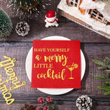 50Pcs Christmas Cocktail Napkin Red Gold Foil Disposable Paper Napkin Have Yourself A Merry Little Cocktail Beverage Napkin For Xmas Winter Party Supplies