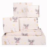 Elephants And Bunnies Wrapping Paper - 6 Sheet For Gift Wrap For Babies - Baby Shower - Christening - Baptism - Stars - Rabbit - Bunny - Made In The Uk