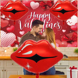 Red Lip Balloons 6 Pcs Huge Kiss Foil Balloons Valentine's Day Makeup Party Decor