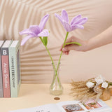 2 Pcs Handmade Crochet Artificial Lily Flowers – Lilac Knitted Cotton Flowers Bouquet With Iron Wire Stems For Home, Wedding & Party Decorations