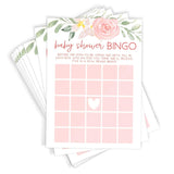 Baby Shower Games – Bingo Game For Girl, Baby In Bloom Floral Theme, 50 Cards