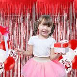 2 Pcs Red Door Streamers Tinsel Curtain Party Streamers Backdrop Fringe Foil Wall Background For Birthday Valentine'S Day Christmas Wedding Party Decoration(3.28 Ft X 6.56 Ft)