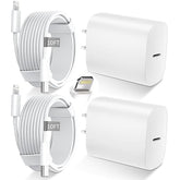 2 Pack 20W USB C Fast Charger with 10FT USB C to Lightning Cable for iPhone 14 13 12 11 iPad AirPods