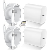 2 Pack 20W USB C Fast Charger with 10FT USB C to Lightning Cable for iPhone 14 13 12 11 iPad AirPods