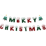 Merry Christmas Banner Indoor, Pre-Strung Mantle Christmas Decor, Buffalo Plaid Xmas Banner With Tree, Merry Xmas Sign For Winter New Year Party Fireplace Hanging Sign Supplies