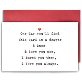 Romantic Birthday Card For Girlfriend Boyfriend, Sweet Anniversary Card For Her, I Love You Always Gift For Him, Valentines Day Card, One Day You’Ll Find This Card...