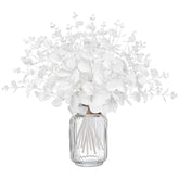 14Pcs White Eucalyptus Artificial Faux Flowers For Decoration - Fake Silk Stems In Vase Christmas Holiday Winter Wedding Home Decor