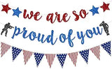 Military Going Away Party Decorations For Red Blue Glitter We Are So Proud Of You Banner American Flag Patriotic Soldier For 4Th Of July Veterans Day Memorial Day Themed Welcome Home